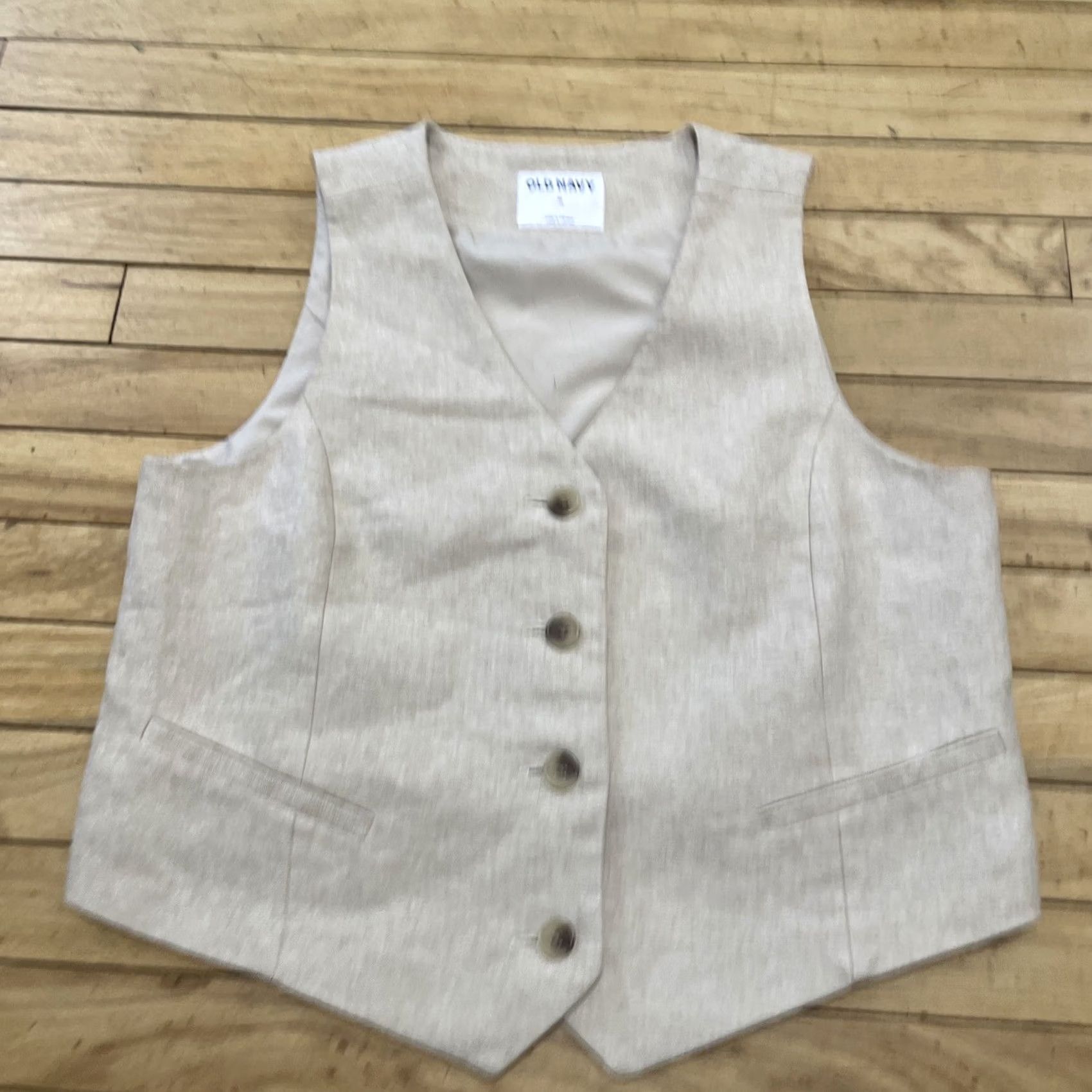 Old Navy Old Navy Vest Men's M Linen Suit Summer Coastal Preppy Light Academia Old Money Size 40R - 3 Thumbnail