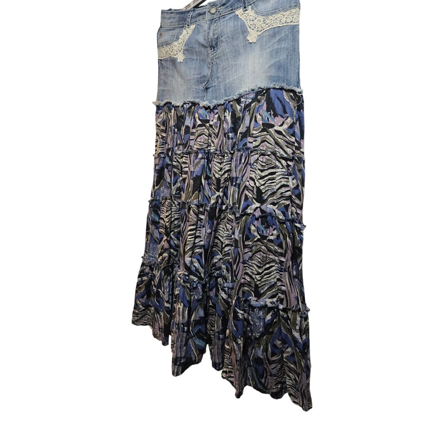 Other Hot Kiss Denim Boho Maxi Skirt Size 10 Size 32" / US 10 / IT 46 - 3 Thumbnail