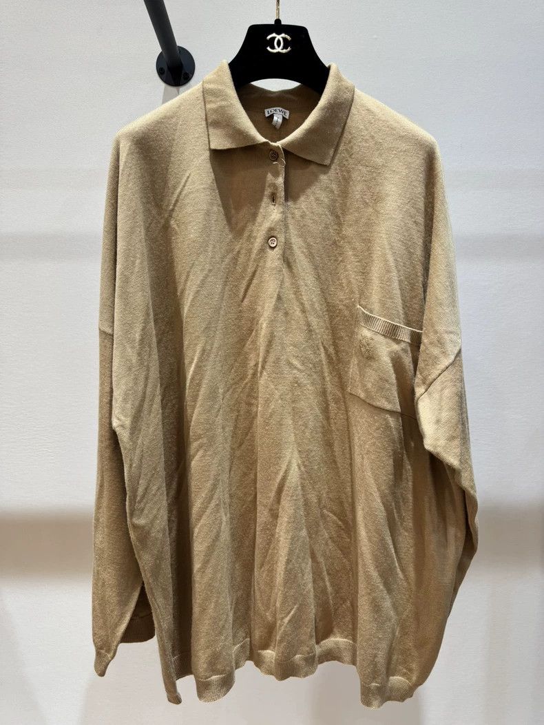 Loewe LOEWE Beige Polo Collar Knit Sweater - dmc Size US M / EU 48-50 / 2 - 1 Thumbnail
