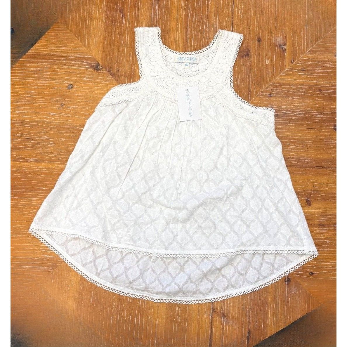 Other Sleeveless White Lace Cotton Tank Top By Modaposa XS Size XS / US 0-2 / IT 36-38 - 1 Thumbnail