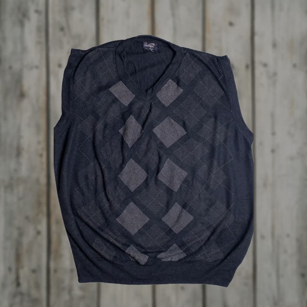 Vintage VINTAGE Arnold Palmer Dark Blue Argyle Vest Medium Knit Sweater 557 Mens Size US M / EU 48-50 / 2 - 1 Thumbnail