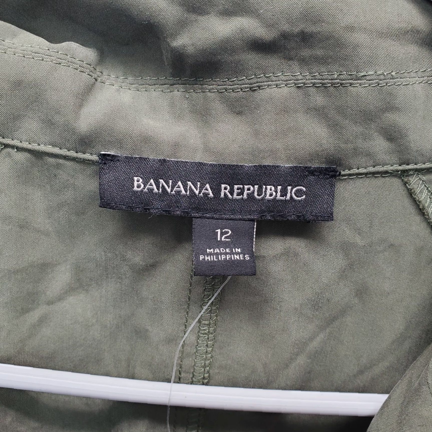 Banana Republic Banana Republic Womens 12 Trench Dress Green Roll Tab Sleeve Belt Waist Notch Midi Shirt Dress Womens Size 12 Green BanRRPmid Size XL / US 12-14 / IT 48-50 - 5 Thumbnail