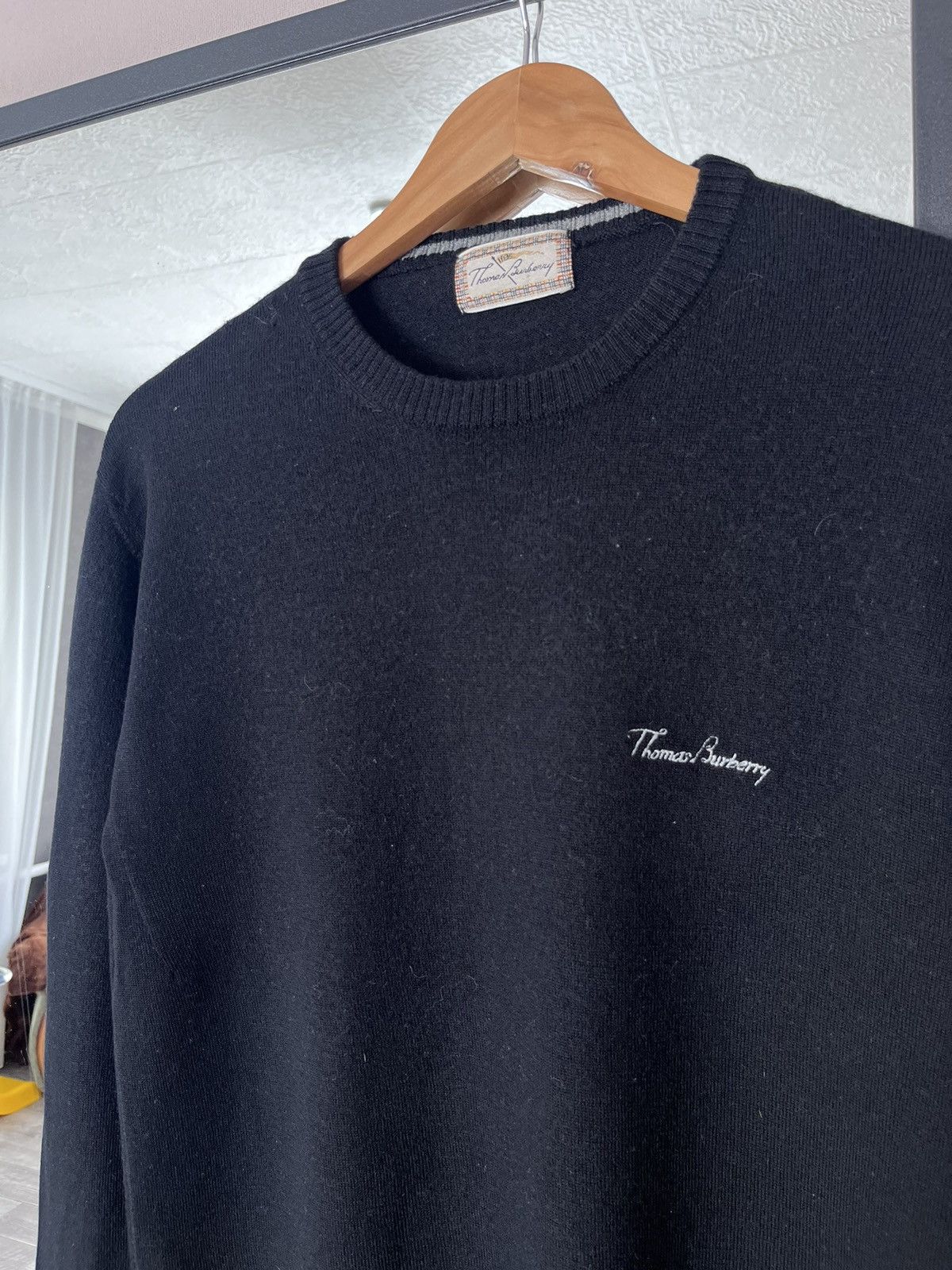 Burberry Vintage Thomas Burberry Wool Sweater Black Size US M / EU 48-50 / 2 - 2 Thumbnail