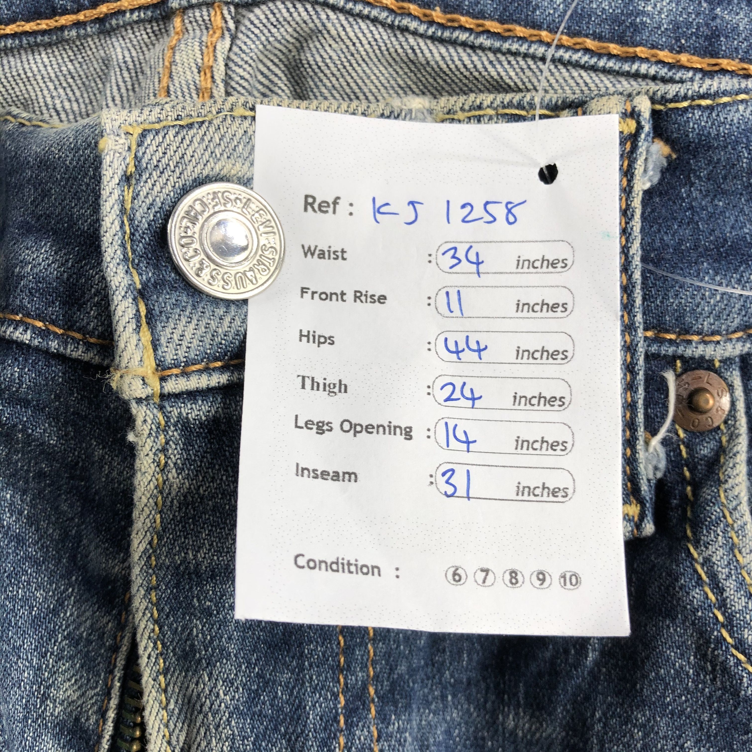 Levi's Vintage Levis 513 Jeans Faded Blue Denim KJ1258 Size US 33 - 15 Thumbnail