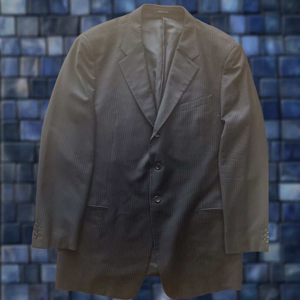Armani Armani Collezioni Blazer Sport Coat Wool Black Pinstripe Long Coat Mens 46L Italy Blazer Size 46R - 1 Thumbnail