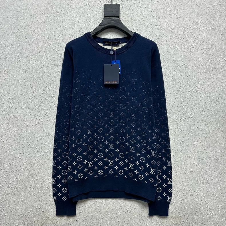 Louis Vuitton Louis Vuitton Dark blue gradient full-print LOGO knitted sw Size US XL / EU 56 / 4 - 1 Thumbnail