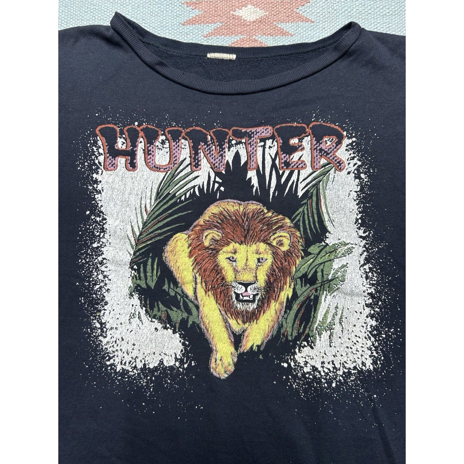 Hunter VINTAGE 80s Sleeveless Sweatshirt Hunter Lion Animal Black Pullover Boxy XL Men's Size US XL / EU 56 / 4 - 2 Thumbnail