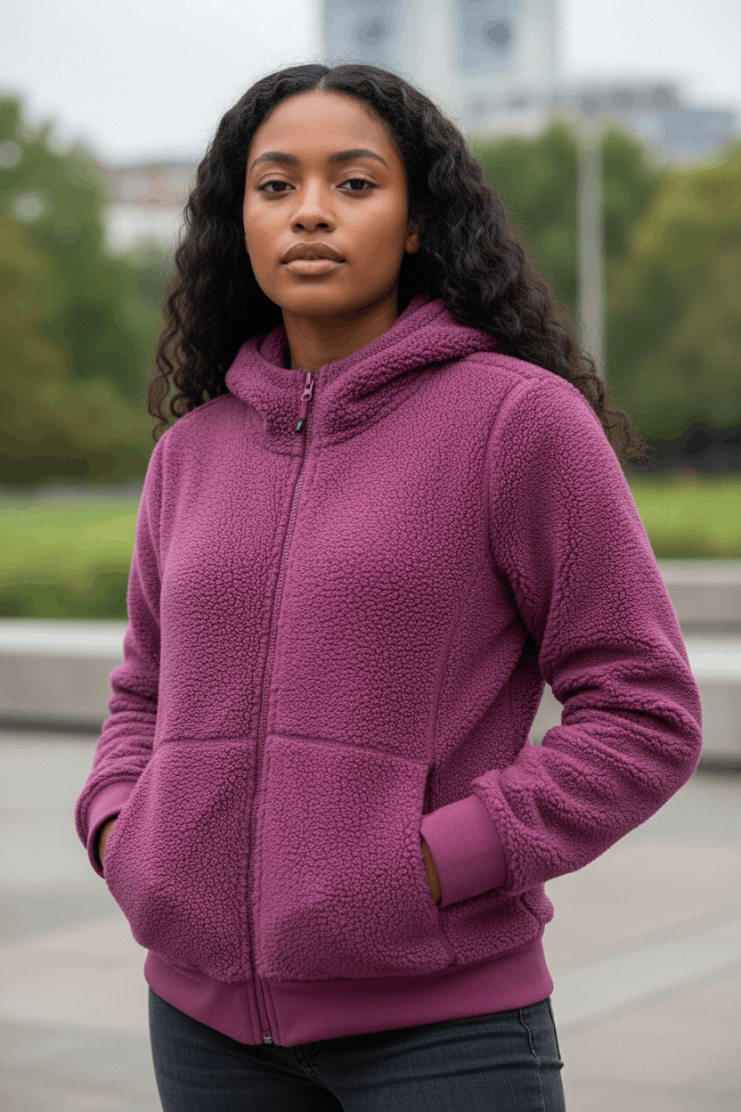 Japanese Brand UNIQLO Pink Fluffy Fleece Jacket With Hoodie Size M / US 6-8 / IT 42-44 - 3 Thumbnail
