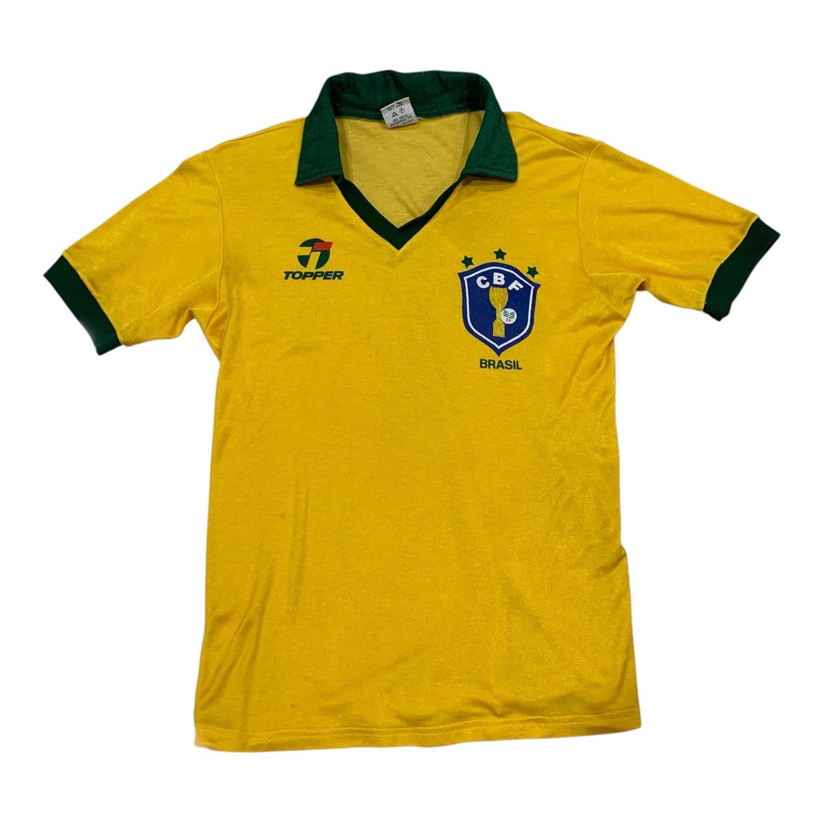 Vintage Vintage Topper Brazil Jersey 1985-90 Retro Soccer Shirt Size US S / EU 44-46 / 1 - 1 Thumbnail