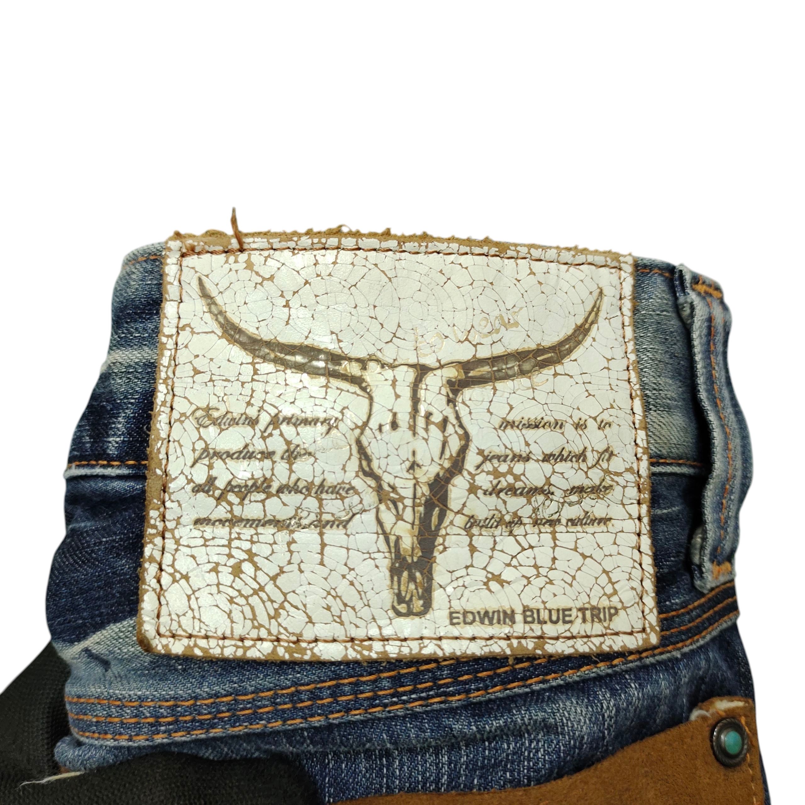 If Six Was Nine Flare Jeans 90s Edwin Cowboy Clawmark Distress Denim Bootcut Size US 33 - 10 Thumbnail
