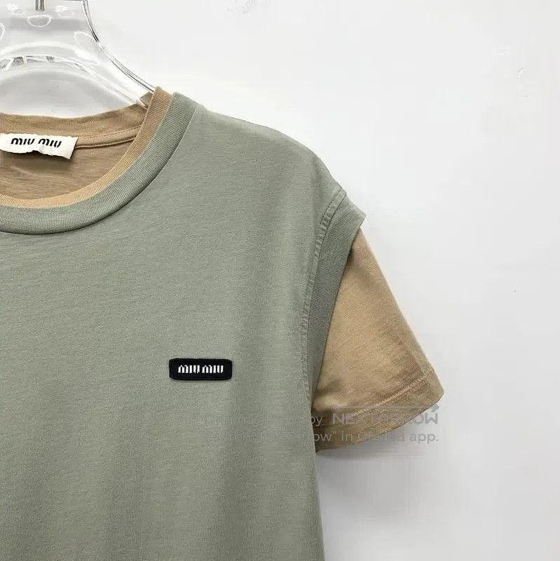 Miu Miu Miu Miu Color-Block Cotton Women's T-Shirt . Size XS / US 0-2 / IT 36-38 - 3 Thumbnail