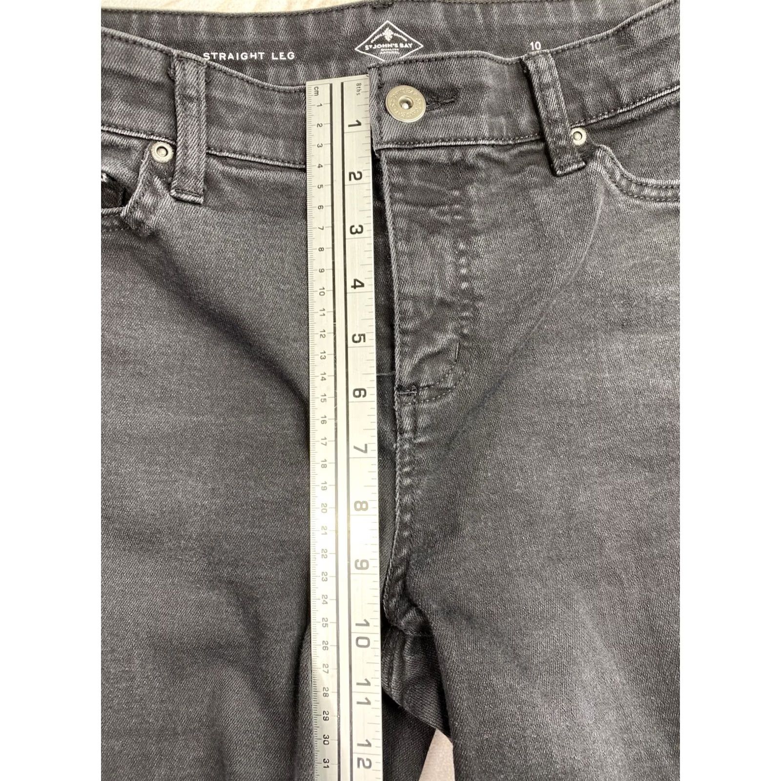 Vintage St. John's Bay Jeans Womens 10 Straight Black Mid Rise Stretch 5-Pocket Denim Cotton Blend 28.5 In Inseam Casual Everyday Womens Size 32" / US 10 / IT 46 - 7 Thumbnail
