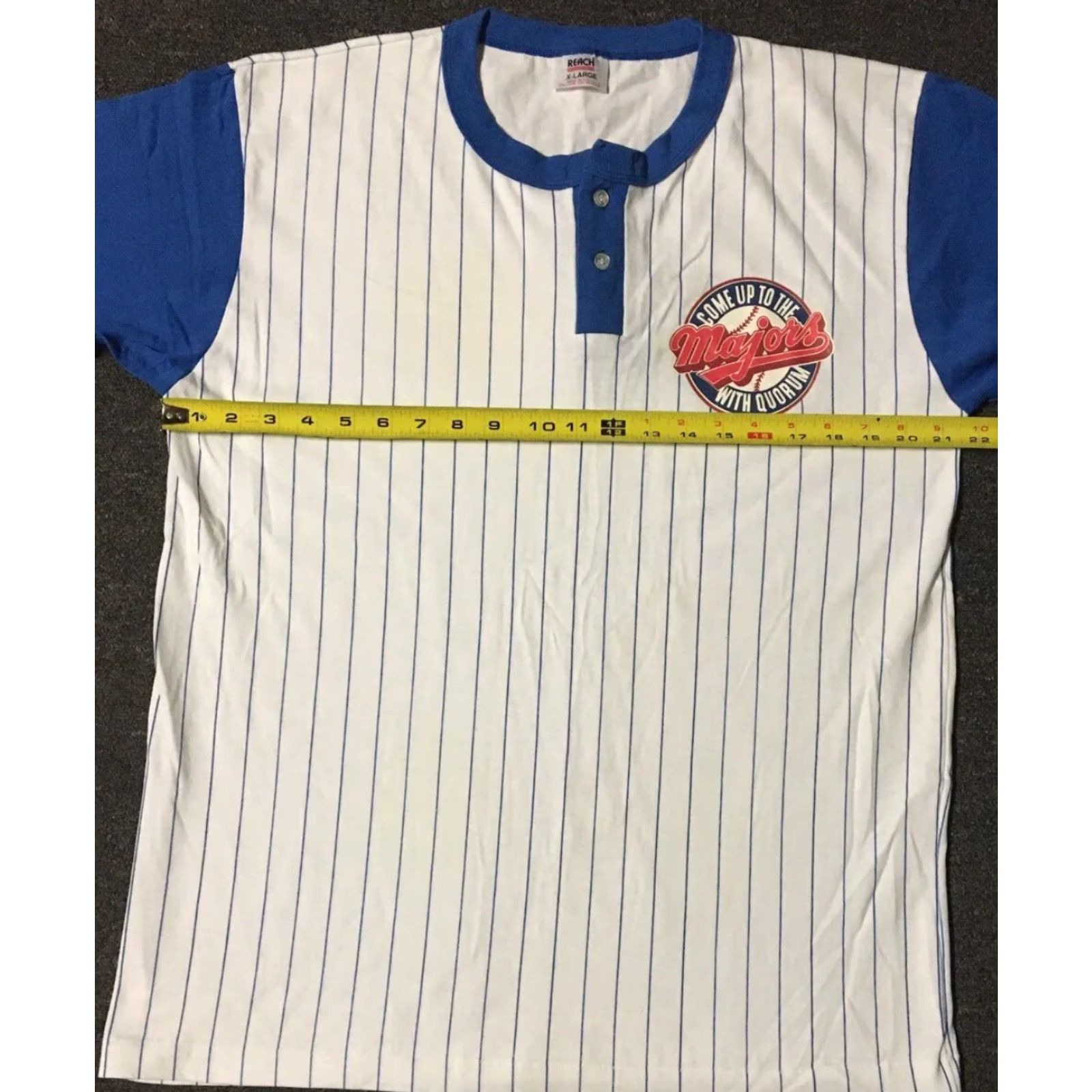 Vintage VINTAGE 90s Come To The Majors With Quorum Faded Striped Baseball Shirt MLB Grunge Shirt Men L Blue Size US L / EU 52-54 / 3 - 7 Thumbnail