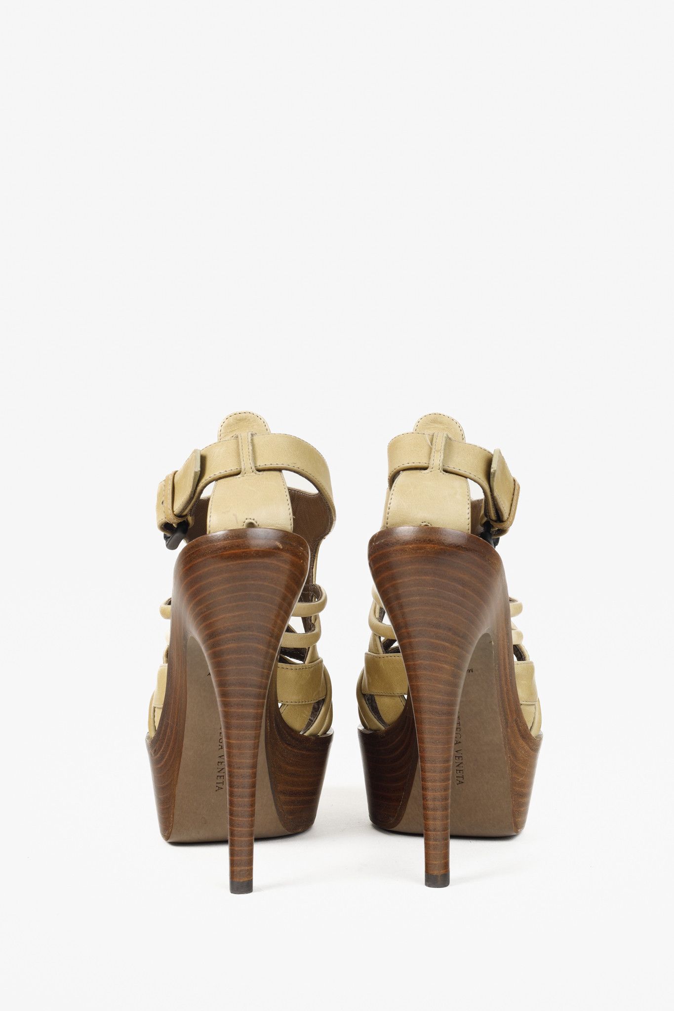 Bottega Veneta Bottega Veneta Khaki Cage Wooden Platform Stiletto Sandal Size US 6 / IT 36 - 3 Thumbnail
