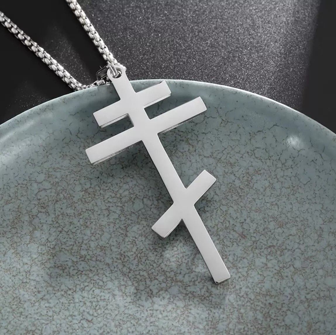 Other Silver Cross Necklace Eastern Orthodox Stainless Steel Size ONE SIZE - 2 Thumbnail