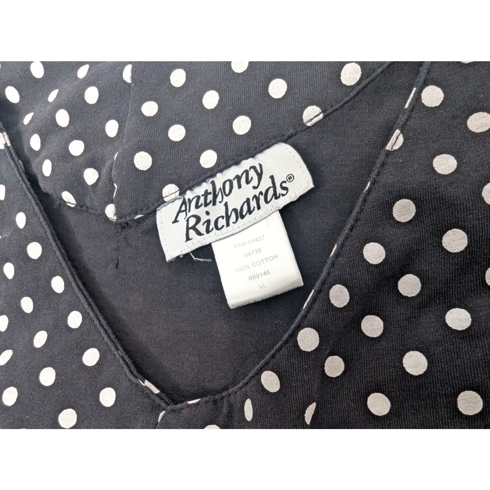 Vintage Anthony Richards V-Neck Polka Dot Black White Sleeveless Long Tunic Women's XL Size XL / US 12-14 / IT 48-50 - 5 Thumbnail