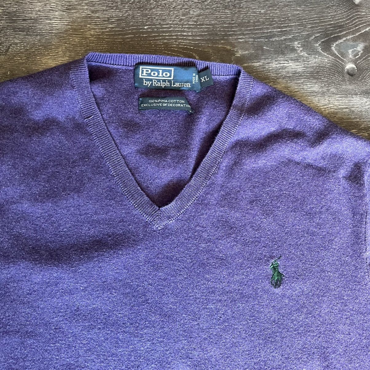 Polo Ralph Lauren Vintage Polo Ralph Lauren Small Basic Logo V Neck Sweater Size US XL / EU 56 / 4 - 4 Thumbnail