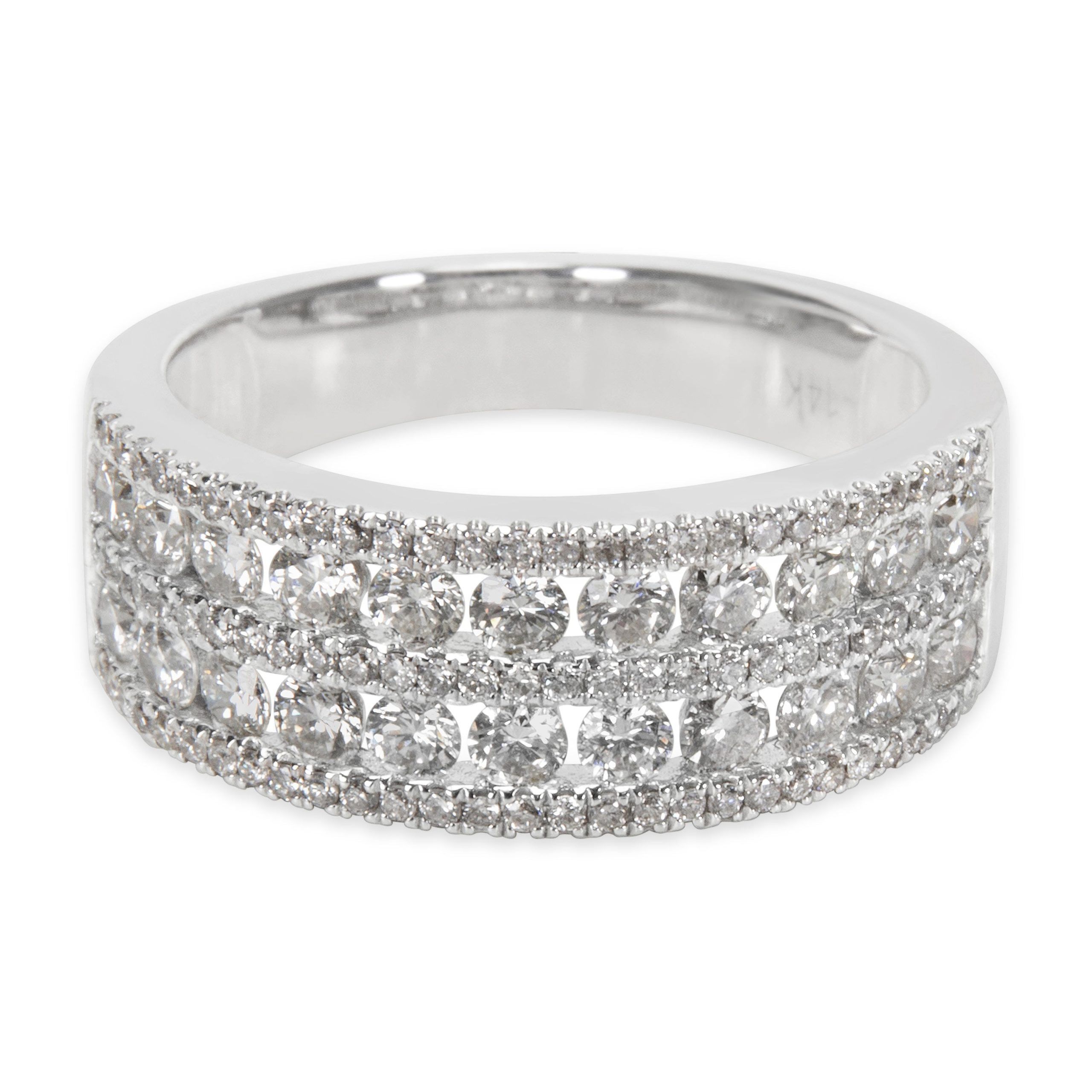 image of Chanel Channel Set Five Row Diamond Band In 14Kt White Gold 1.29 Ctw, Women's