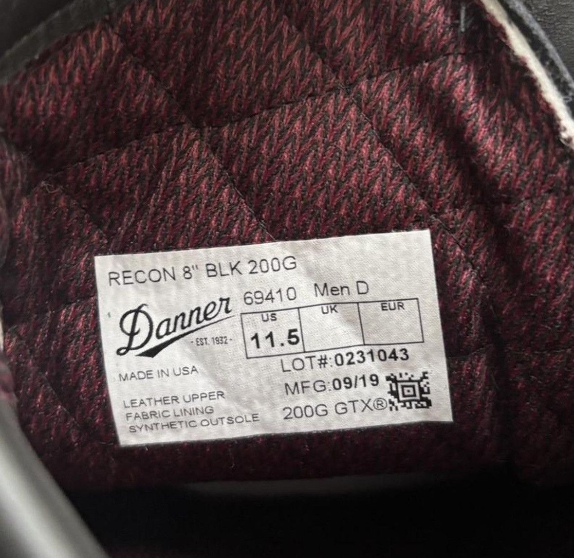 Danner NEW Danner Recon 8” 200g GORETEX - Size US 11.5D (Black) Size US 11.5 / EU 44-45 - 7 Thumbnail