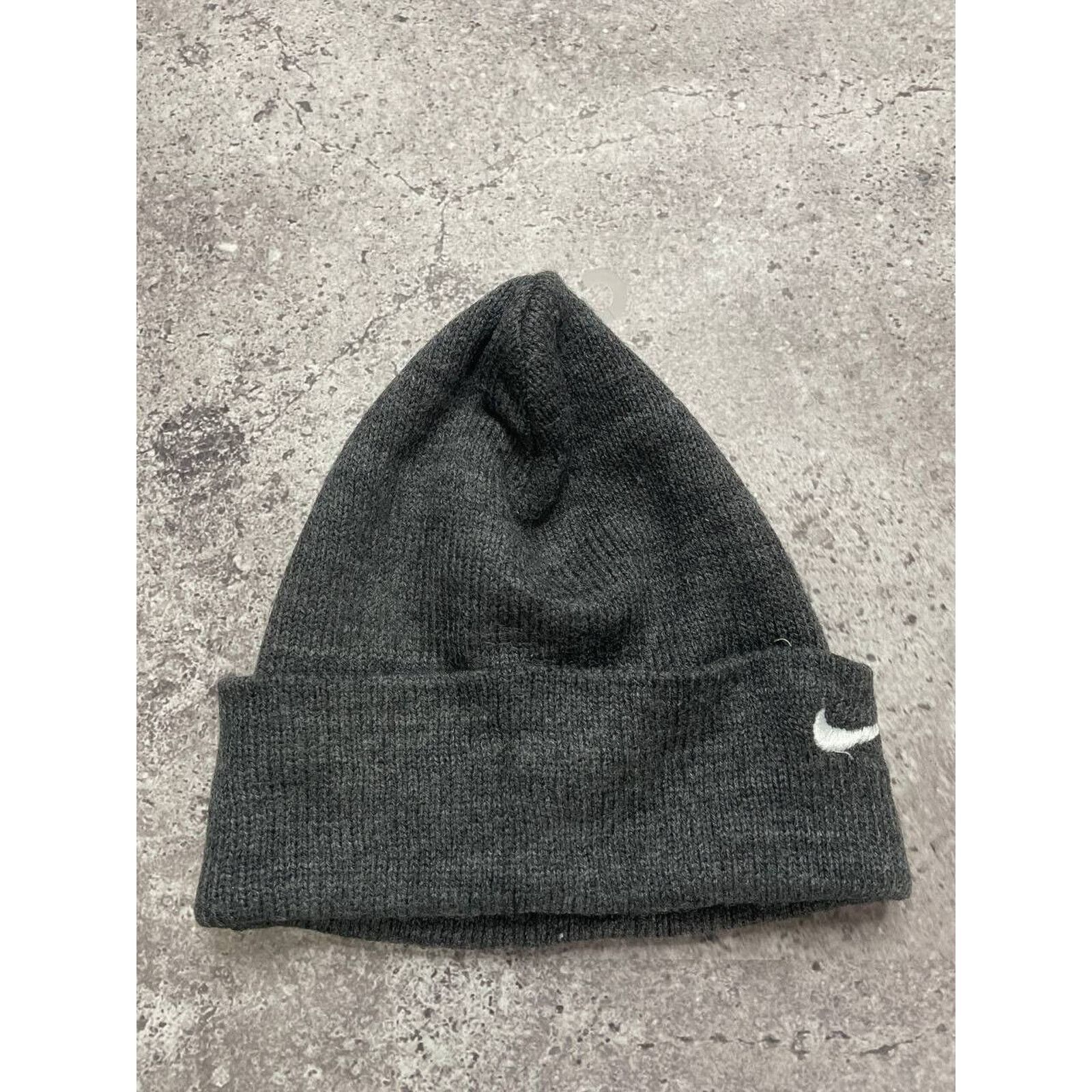 Nike × Vintage Vintage Nike Gray Knit Beanie Hat Embroidered Swoosh Size ONE SIZE - 3 Thumbnail