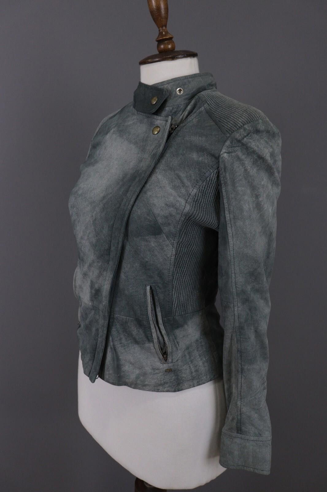 Hugo Boss Hugo Boss Gray Leather Designer Full Zip Biker Jacket Size M / US 6-8 / IT 42-44 - 7 Thumbnail