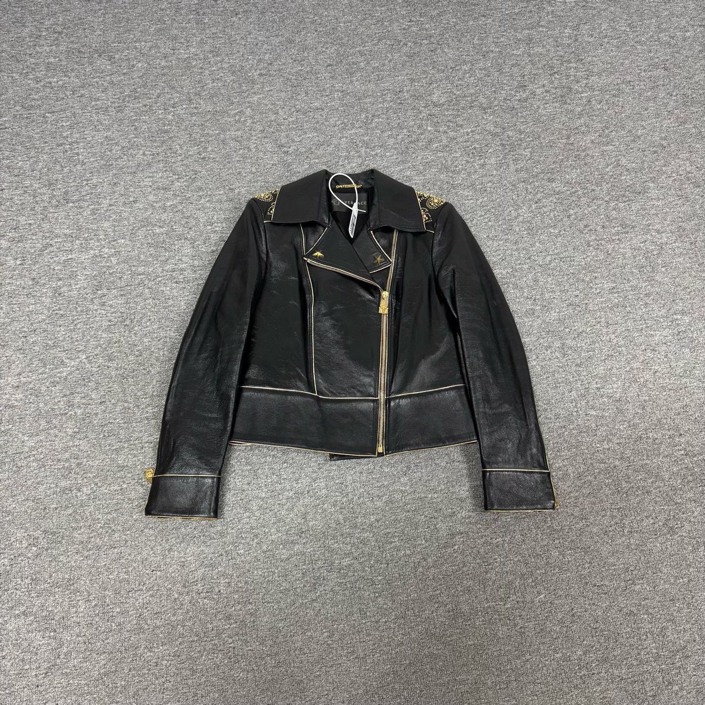 Versace Versace Showpiece Rivet Leather Jacket Size US XXS / EU 40 - 1 Thumbnail