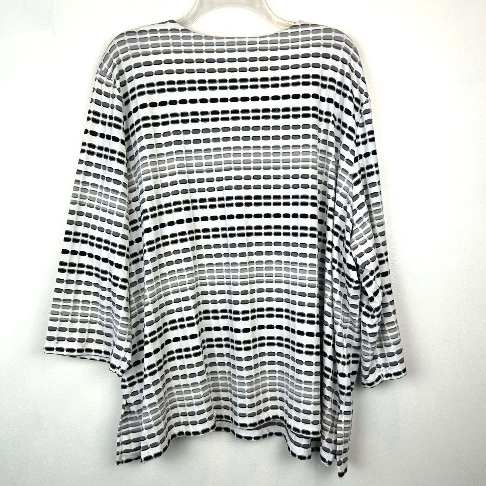 Vintage Alfred Dunner Top Women Plus Stretch Tunic Blouse Black White Size XXL / US 16-18 / IT 52-54 - 2 Thumbnail