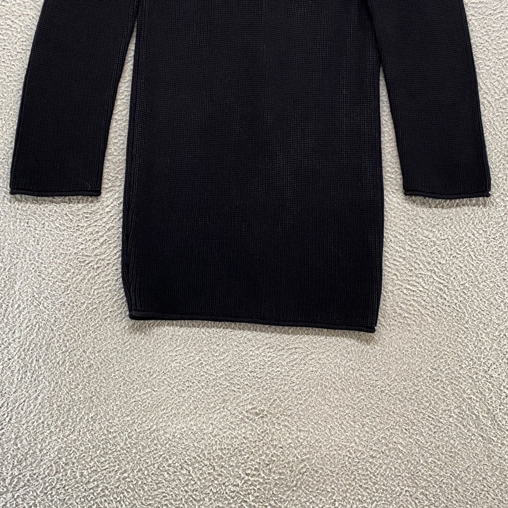 Rta RtA Rib Knit Sweater Dress Womens Small Black Cut Out Mock Neck Long Sleeve Knee Length Size S / US 4 / IT 40 - 3 Thumbnail