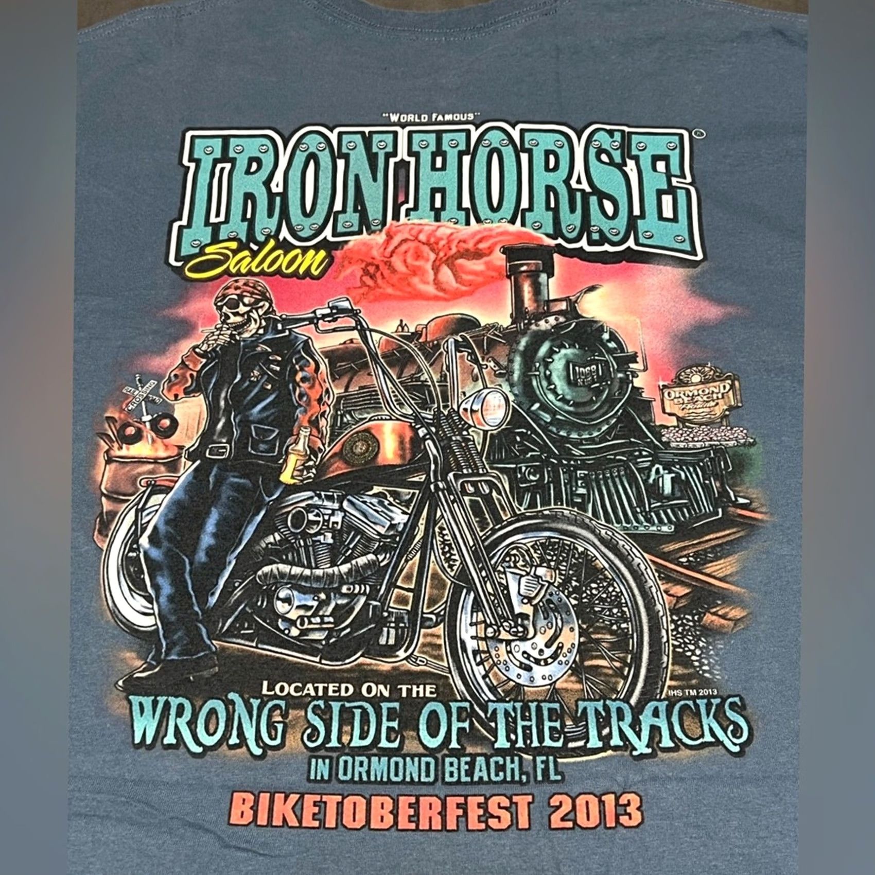Gildan Iron Horse Saloon Biketoberfest Motorcycle Biker Pocket Shirt 2013 Ormond XXL Size US XXL / EU 58 / 5 - 4 Thumbnail