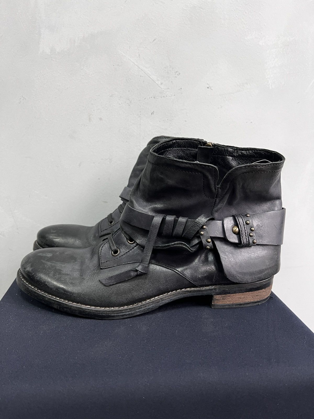 A.S.98 Dark blue leather boots A.S.98 detailed vintage guidi style Size US 8 / EU 41 - 1 Thumbnail