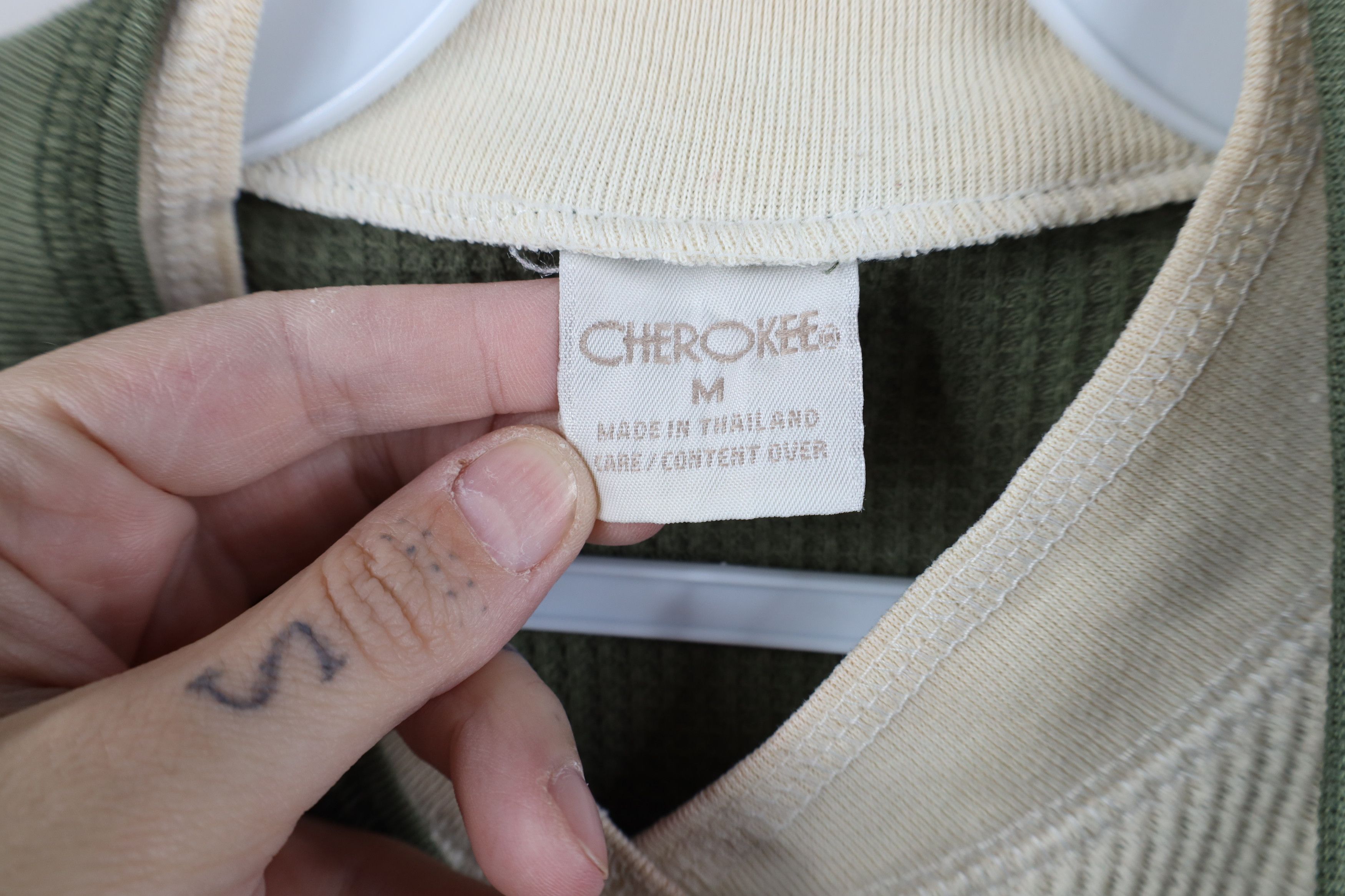Vintage Vintage 90s Streetwear Thermal Knit Henley T-Shirt Green Size L / US 10 / IT 46 - 6 Thumbnail