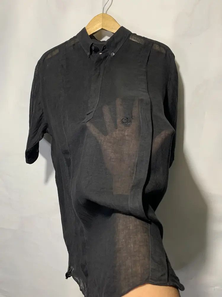 Gucci *RARE* 80s Gucci Linen sheer GG black shirt Size US L / EU 52-54 / 3 - 2 Thumbnail