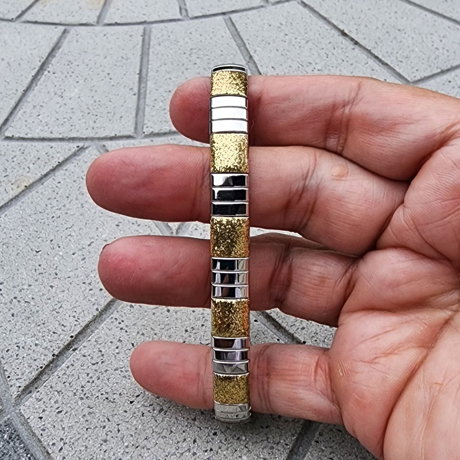 Designer Milor Polished Glitter Stainless Steel Stretch Link Bracelet Size ONE SIZE - 4 Thumbnail
