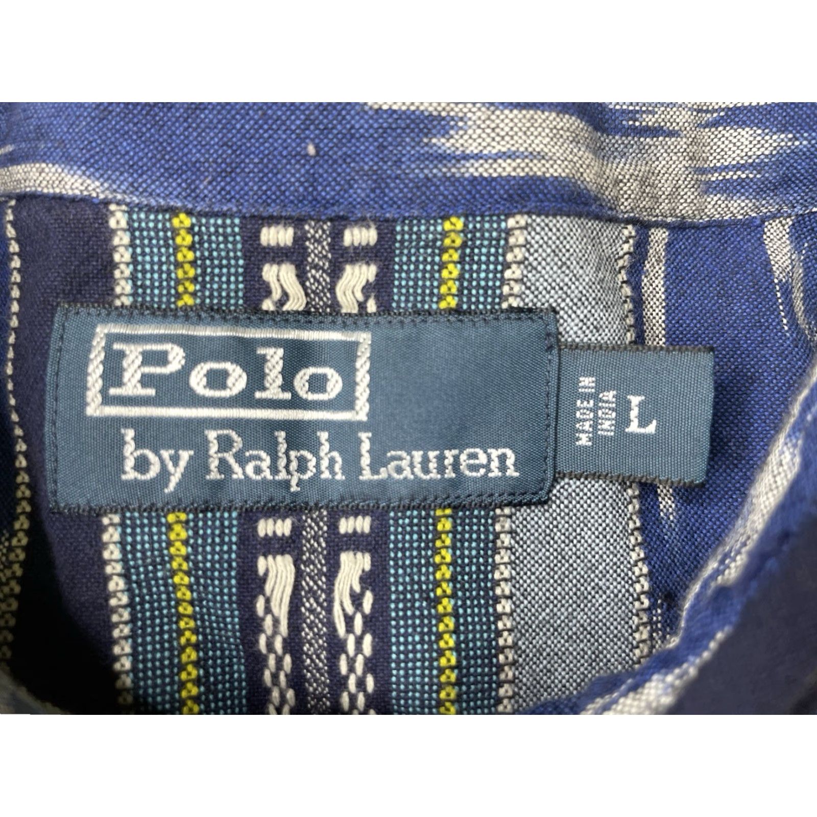 Polo Ralph Lauren VINTAGE Polo Ralph Lauren Men’s Shirt Large Blue Western Navajo Aztec Pearl Snap Pocket Shirt Size US L / EU 52-54 / 3 - 3 Thumbnail