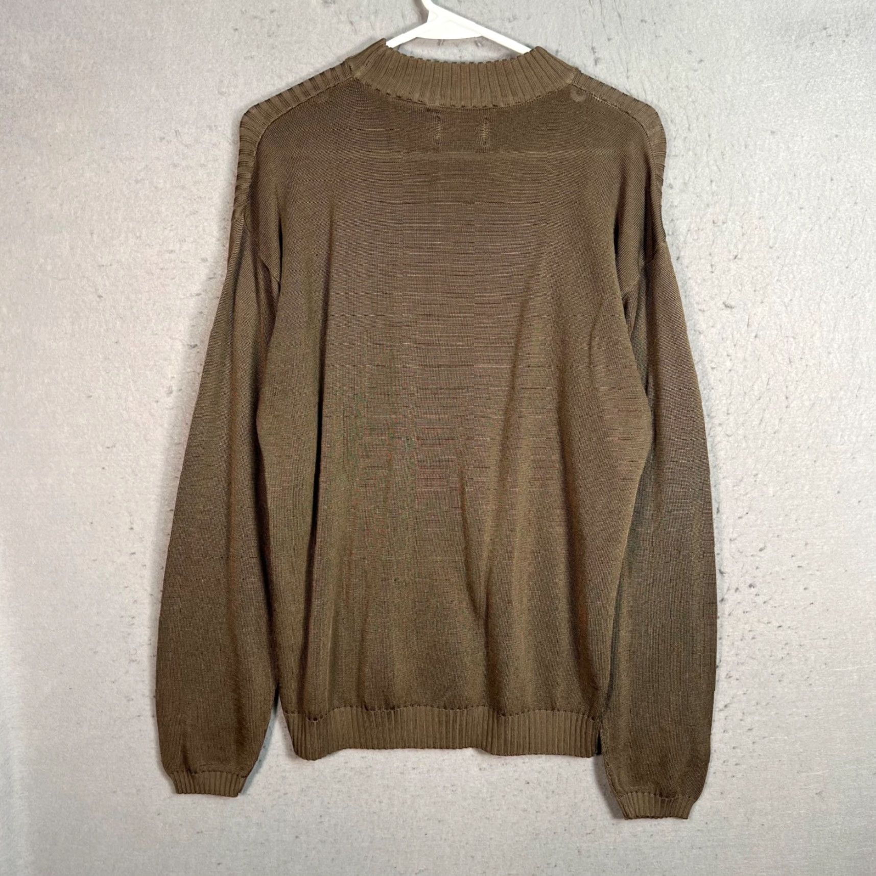 Vintage Elliot Womens Large Mock Neck Ribbed Knit Sweater Brown Rayon Blend Size L / US 10 / IT 46 - 2 Thumbnail