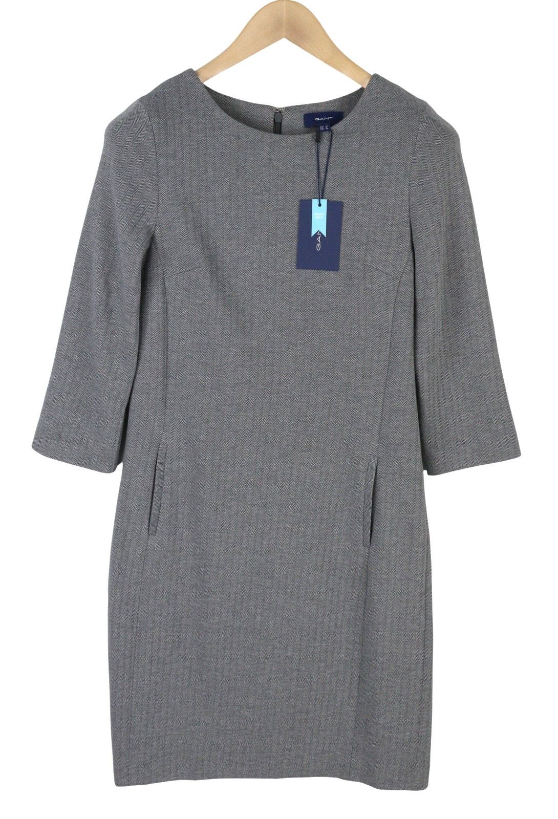 Gant HERRINGBONE SHIFT EU34 Grey Melange Dress 87723 Size XS / US 0-2 / IT 36-38 - 3 Thumbnail