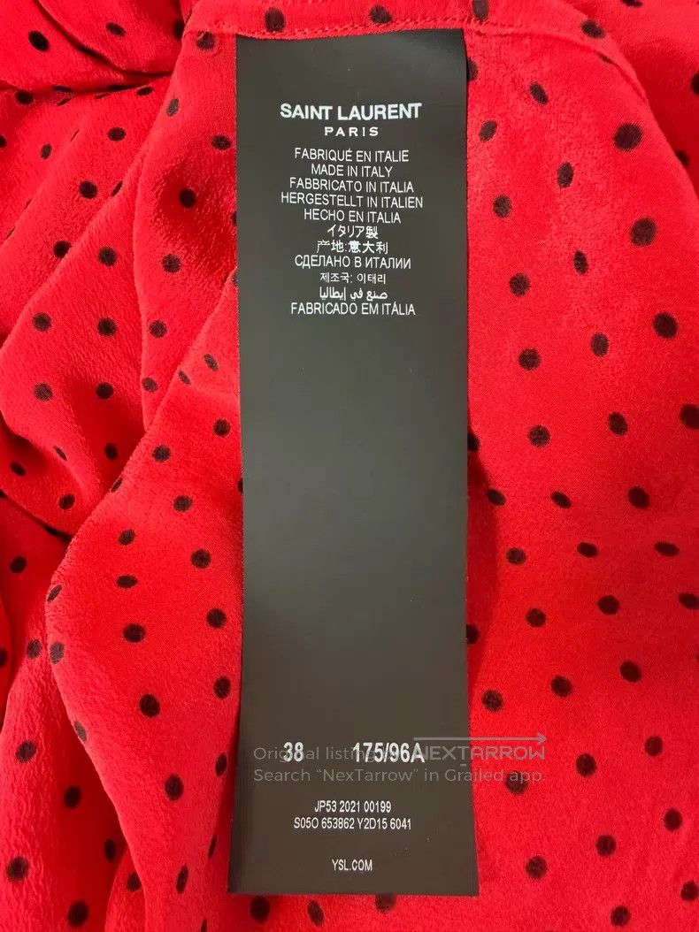 Saint Laurent Paris Saint Laurent Paris Silk Black and Red Flock Polka Dot Shi Size XS / US 0-2 / IT 36-38 - 5 Thumbnail
