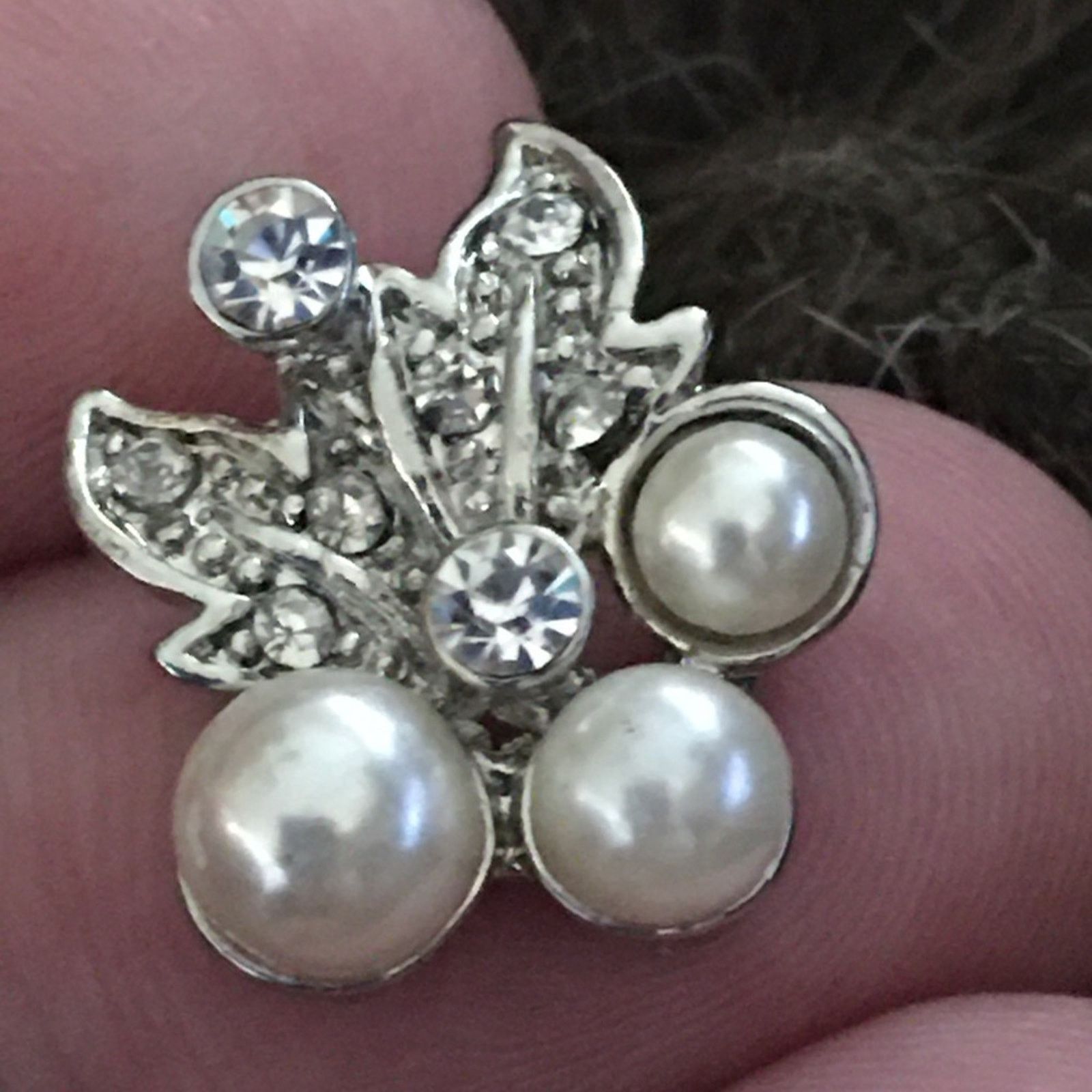 Vintage Vintage faux pearl rhinestone pierced earrings Size ONE SIZE - 3 Thumbnail
