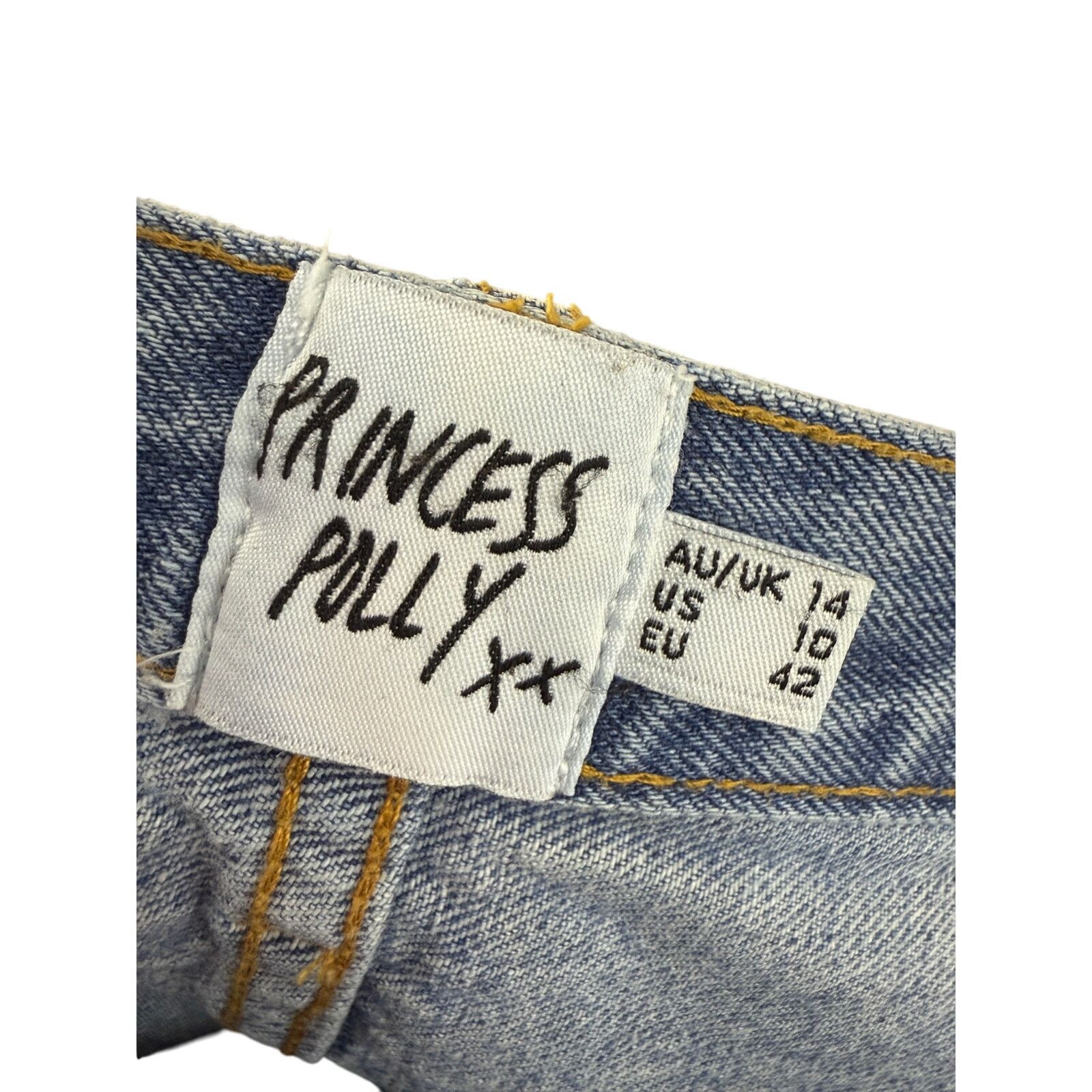 PRINCESS POLLY Princess Polly Crossover Blue Jeans Light Wash Womens 10 Size 32" / US 10 / IT 46 - 3 Thumbnail
