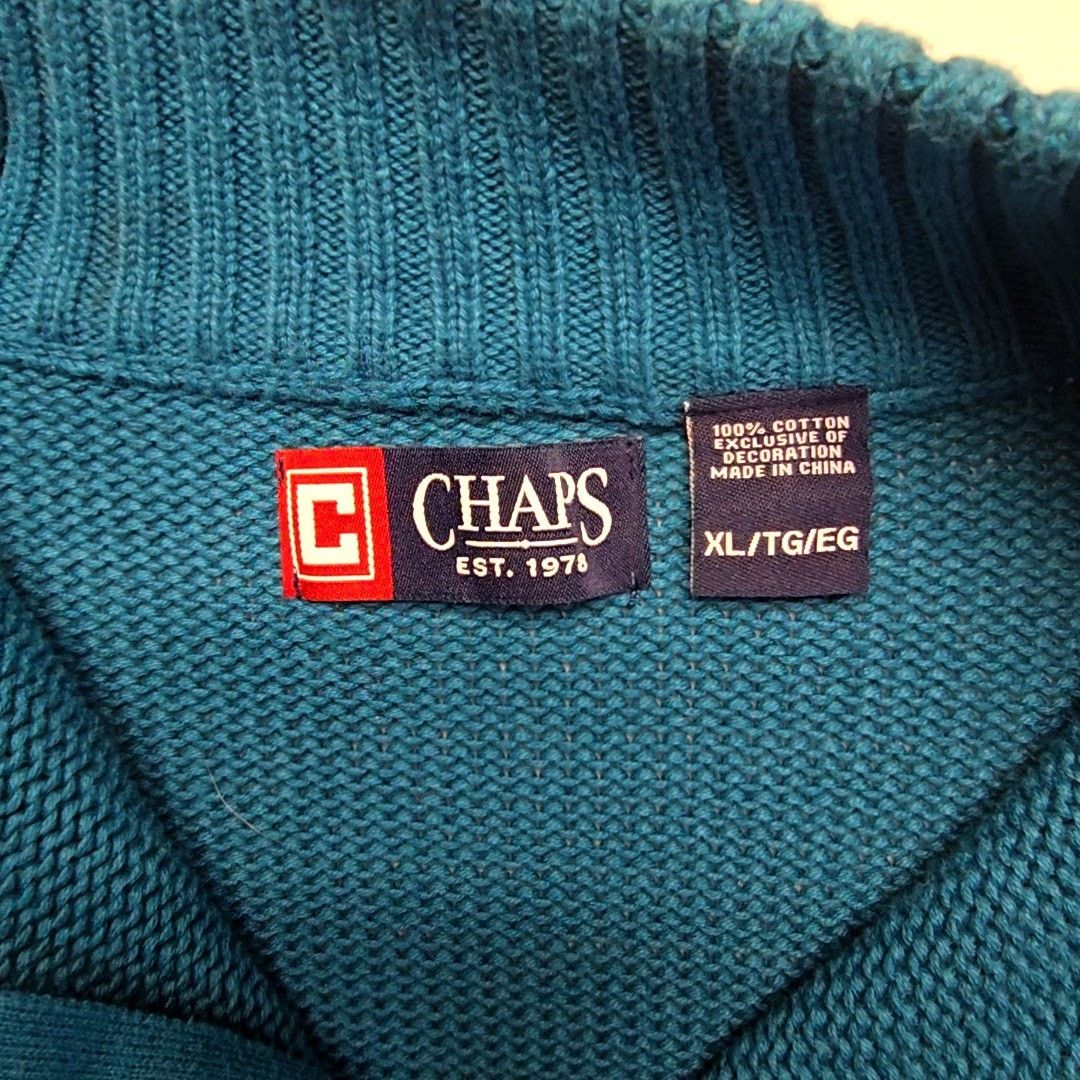 Chaps Chaps Quarter 1/4 Zip Sweater Blue Pullover XL Knitwear Size US XL / EU 56 / 4 - 8 Thumbnail