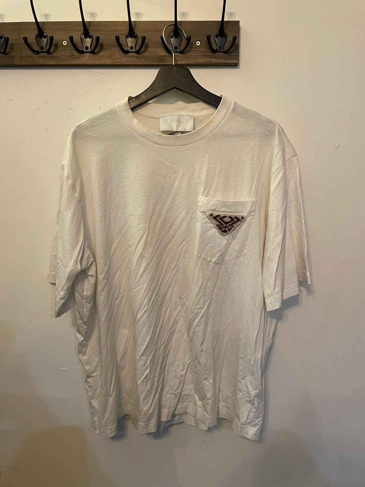 Prada Prada oversized drape-y tee. Knitted logo Size US M / EU 48-50 / 2 - 1 Thumbnail