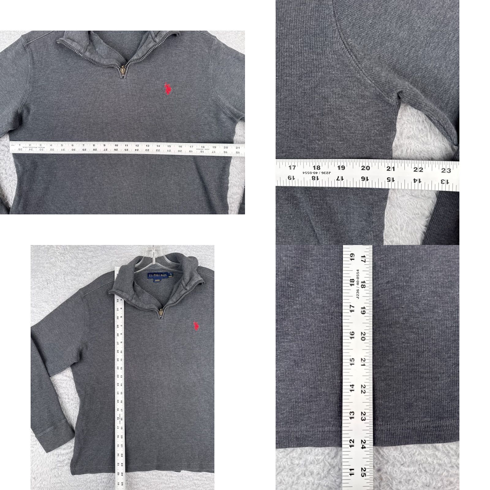 Vintage US Polo Assn Sweater Men L Gray 1/4 Zip Mock Neck 100% Cotton Knit Pullover Regular Size L Mens Size US L / EU 52-54 / 3 - 8 Thumbnail
