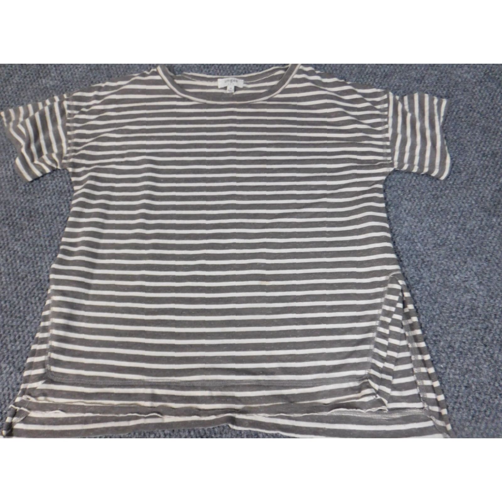 Vintage Umgee Womens Shirt Medium Gray pullover stretch striped top casual Size M / US 6-8 / IT 42-44 - 4 Thumbnail