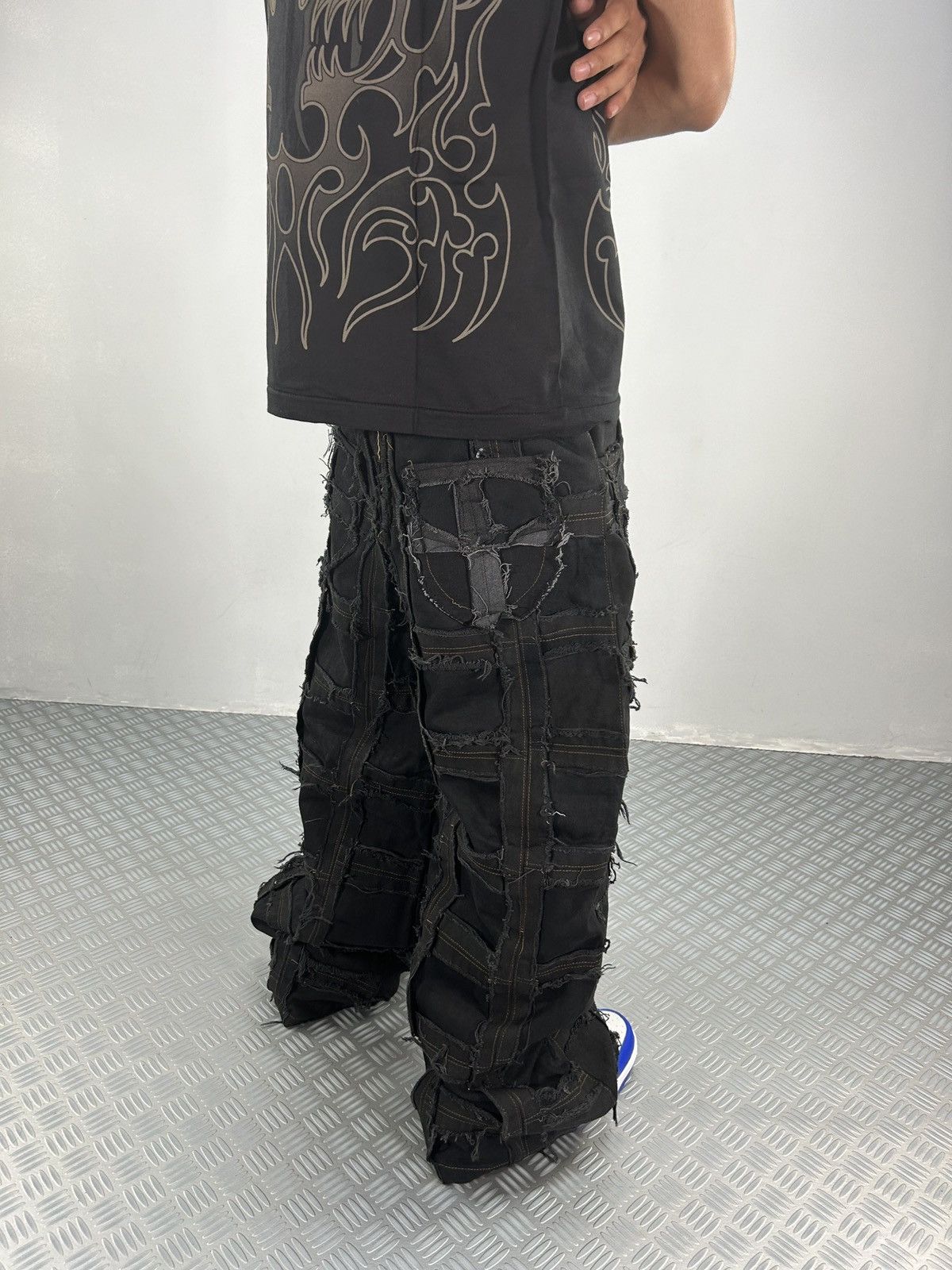 Handmade Vintage Patchwork y2k Baggy Jeans Handmade 00s Size US 28 / EU 44 - 3 Thumbnail