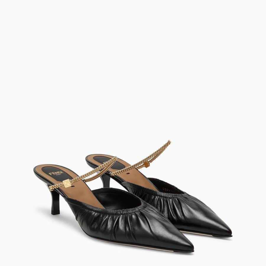 Fendi o1d2blof0824 Colibri Lite Sabot With Leather Heel in Black Size US 8.5 / IT 38.5 - 2 Thumbnail