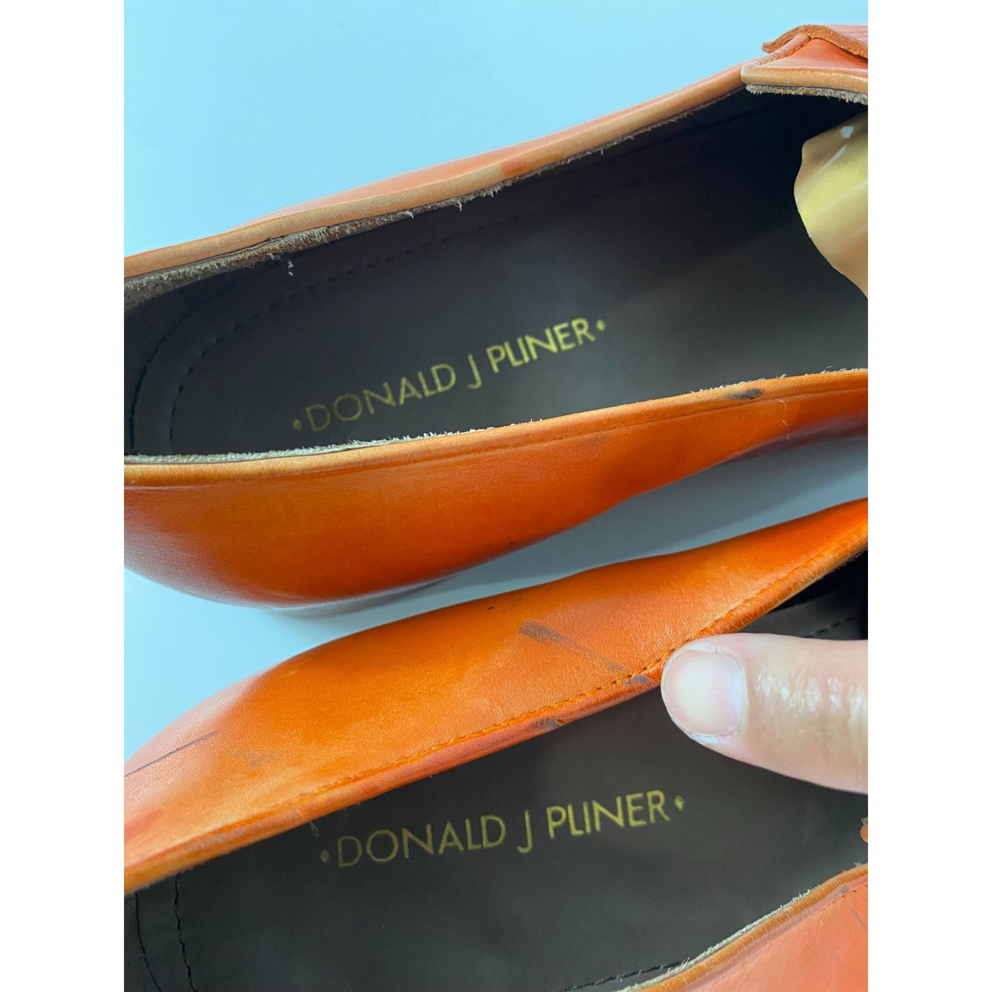 Donald Pliner Donald J Pliner ZAN-D9 Penny Tang Leather Loafers Shoes Oran Size US 10.5 / EU 43-44 - 8 Thumbnail
