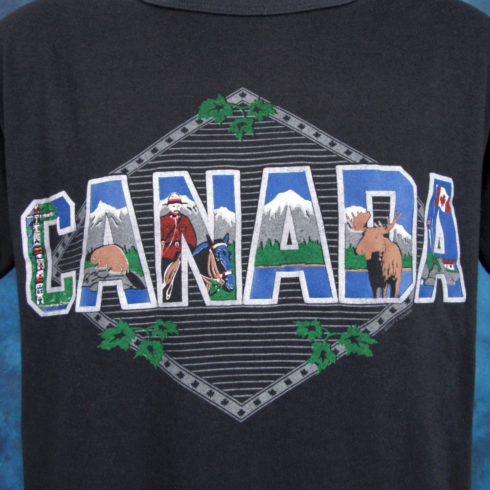 Vintage VINTAGE 80s CANADA PAPER T-Shirt MEDIUM Black mountain nature moose single stitch Men Size US M / EU 48-50 / 2 - 2 Thumbnail