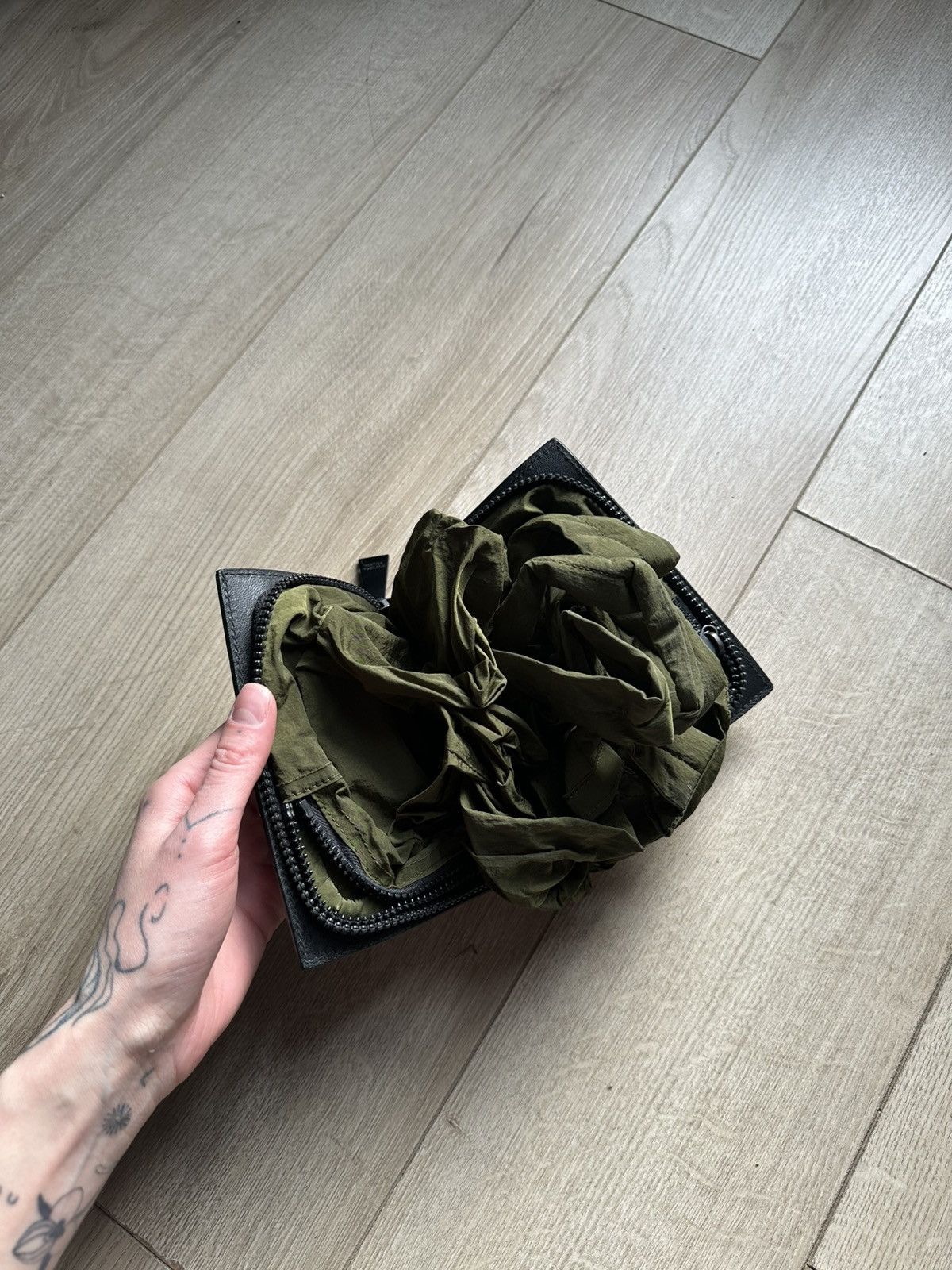 Bottega Veneta Bottega Veneta Intrecciato Eco Bag Tote Foldable Black Khaki Size ONE SIZE - 3 Thumbnail