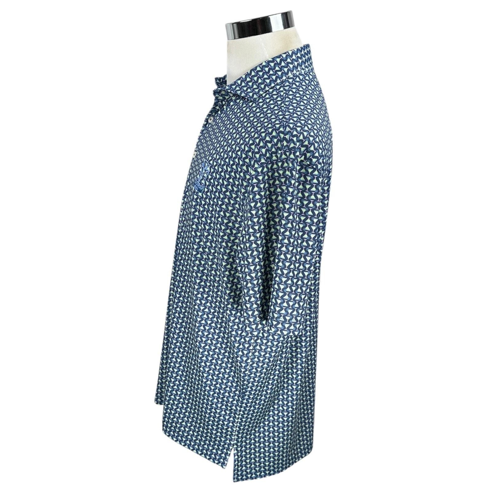 Other Turtleson Polo Shirt Men Large Blue Margarita Cocktail AOP Size US L / EU 52-54 / 3 - 5 Thumbnail