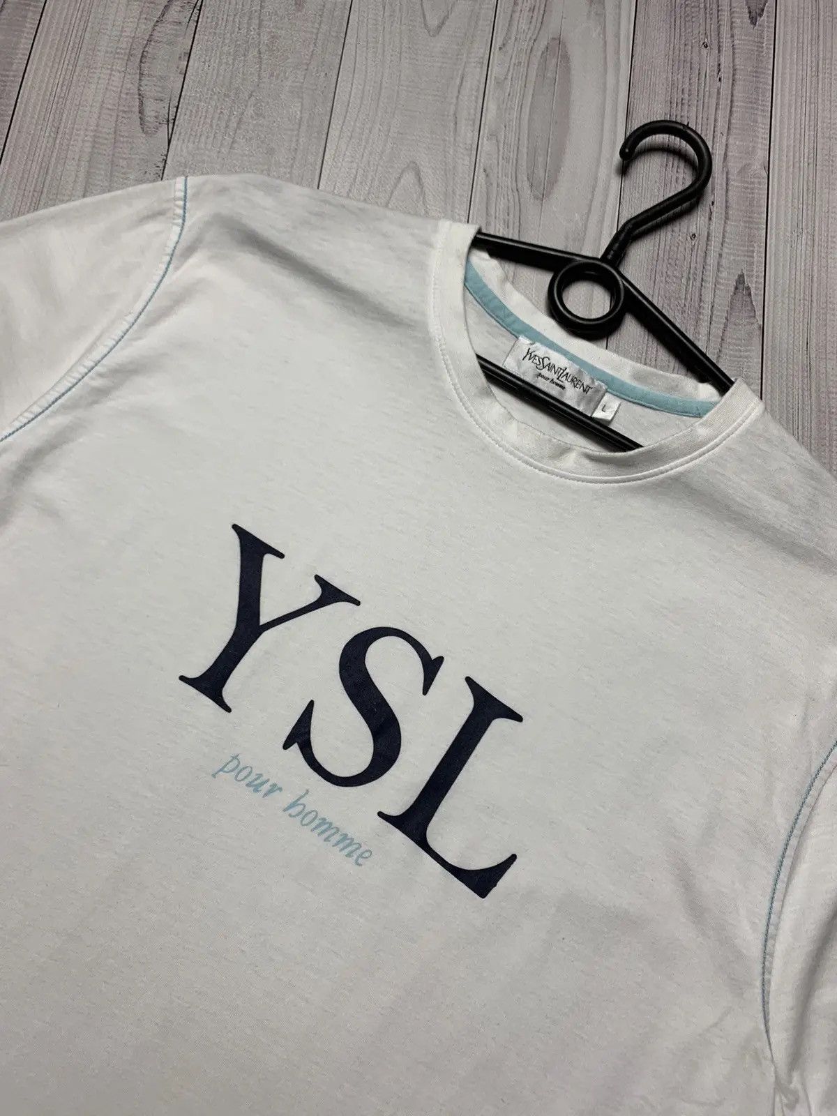 Vintage × Yves Saint Laurent Vintage Tee Yves Saint Laurent central big logo T-shirt Size US M / EU 48-50 / 2 - 2 Thumbnail